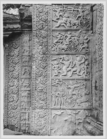 reliefs illustrant la  bataille de Lanka,  2e étage, gopura II nord, aile est, réf. invlu 11564