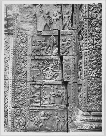 réliefs illustrant l'enfance de Krisna, 2e étage, gopura II sur, réf. invlu 11579
